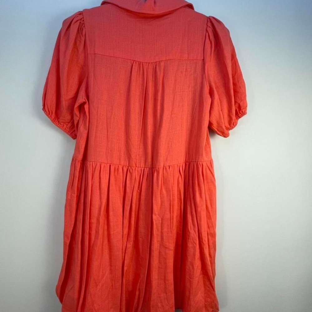 UMGEE USA Coral bubble linen dress with drop waist and lining. Small. NWT - Picture 2 of 6
